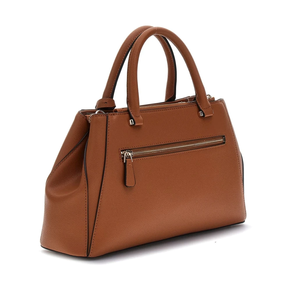 Guess Anadela 3 Compartiment Satchel Tas Karamel Brown Dames