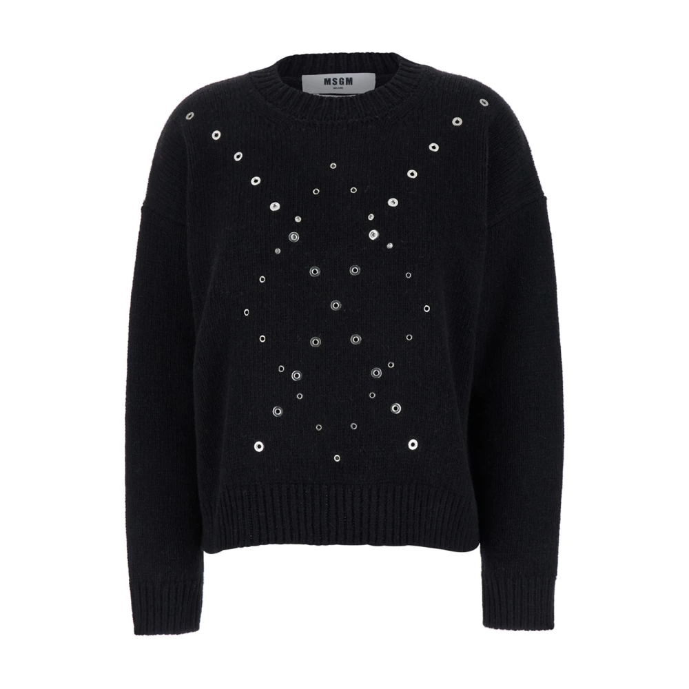 Msgm Zwarte Sweater Maglia Sweater Black Dames