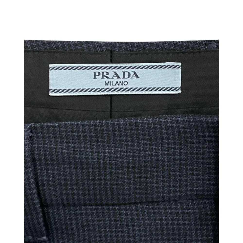 Prada Vintage Pre-owned Wool bottoms Blue Dames