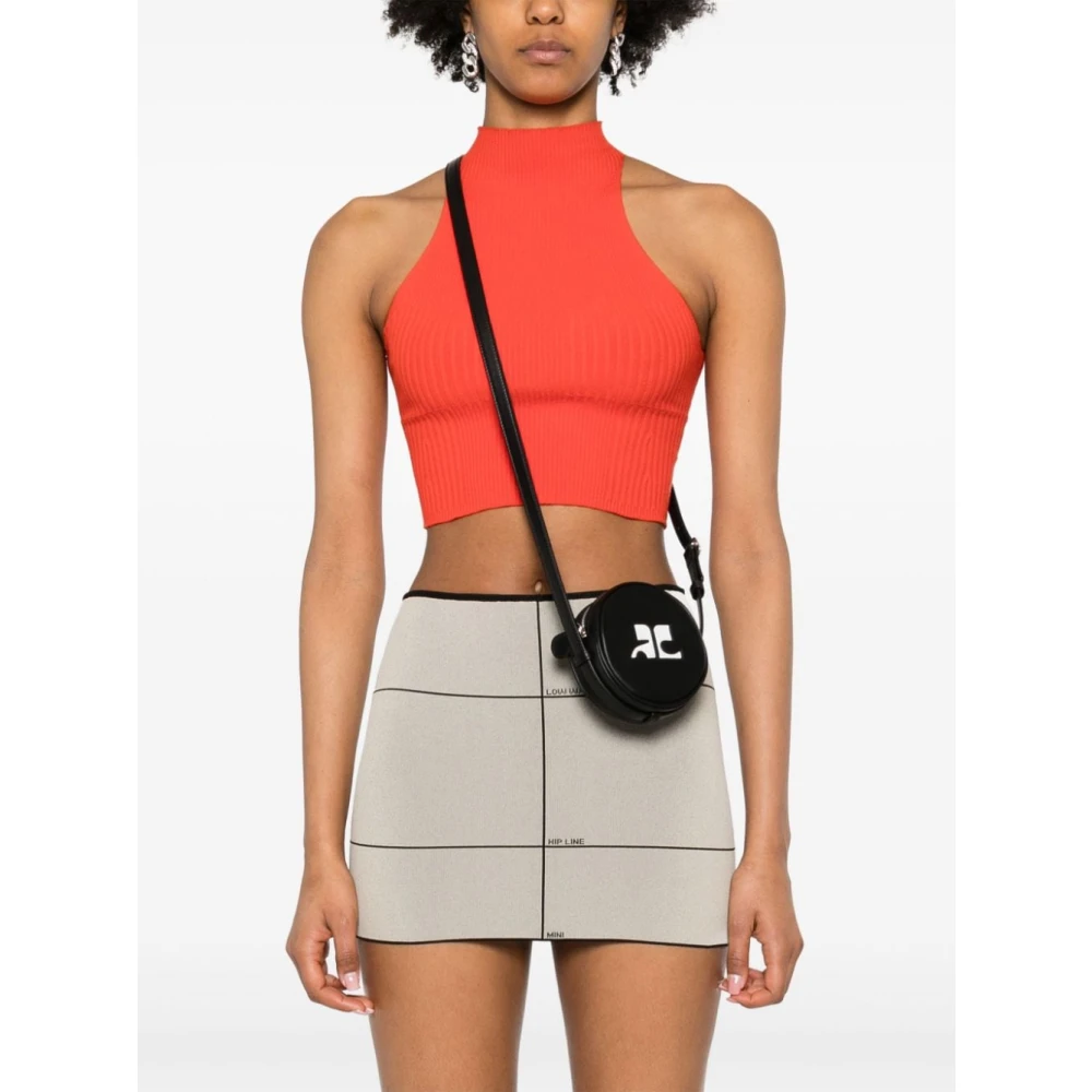 Courrèges Zwarte schoudertas met zilveren hardware Black Dames