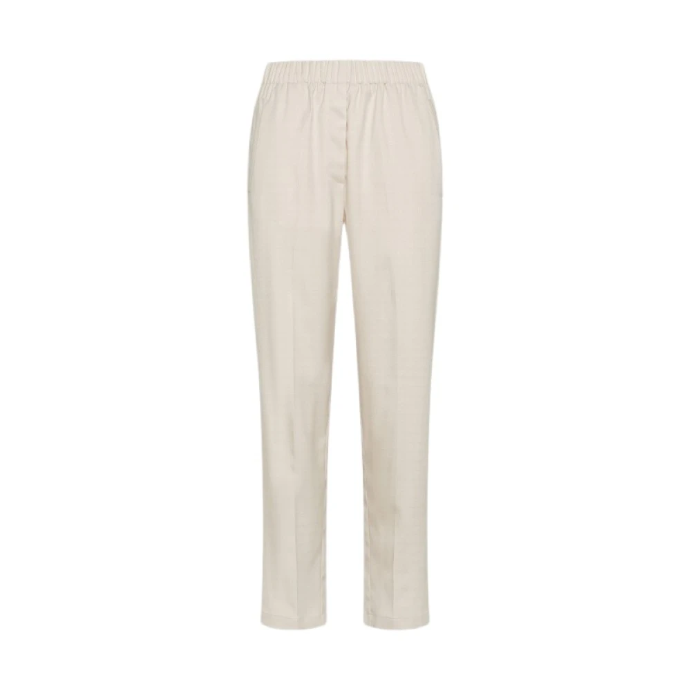 Forte Geruite Elastische Ivory Broek Beige Dames