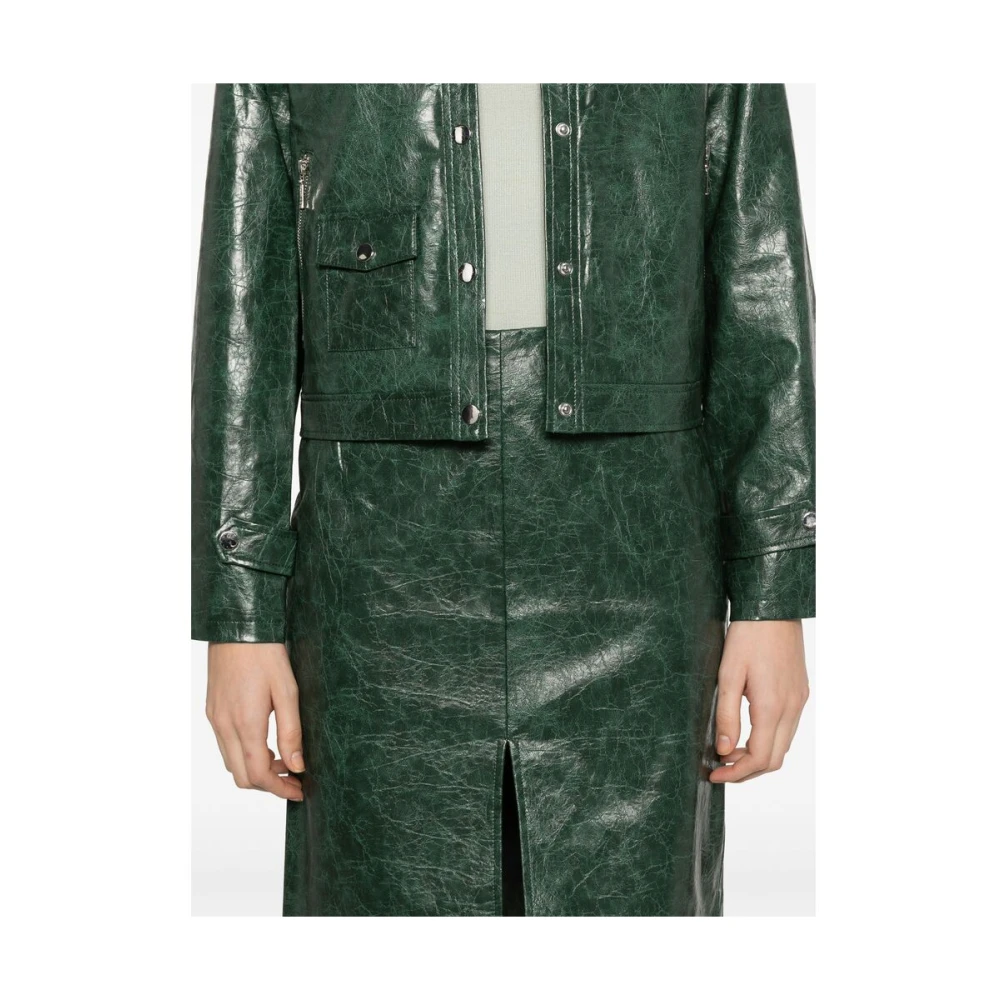 BAUM UND PFERDGARTEN Donkergroene Leren Rok met Voorspleet Green Dames