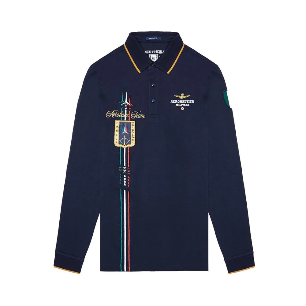 Aeronautica militare Blauw Poloshirt Klassiek Ontwerp Blue Heren