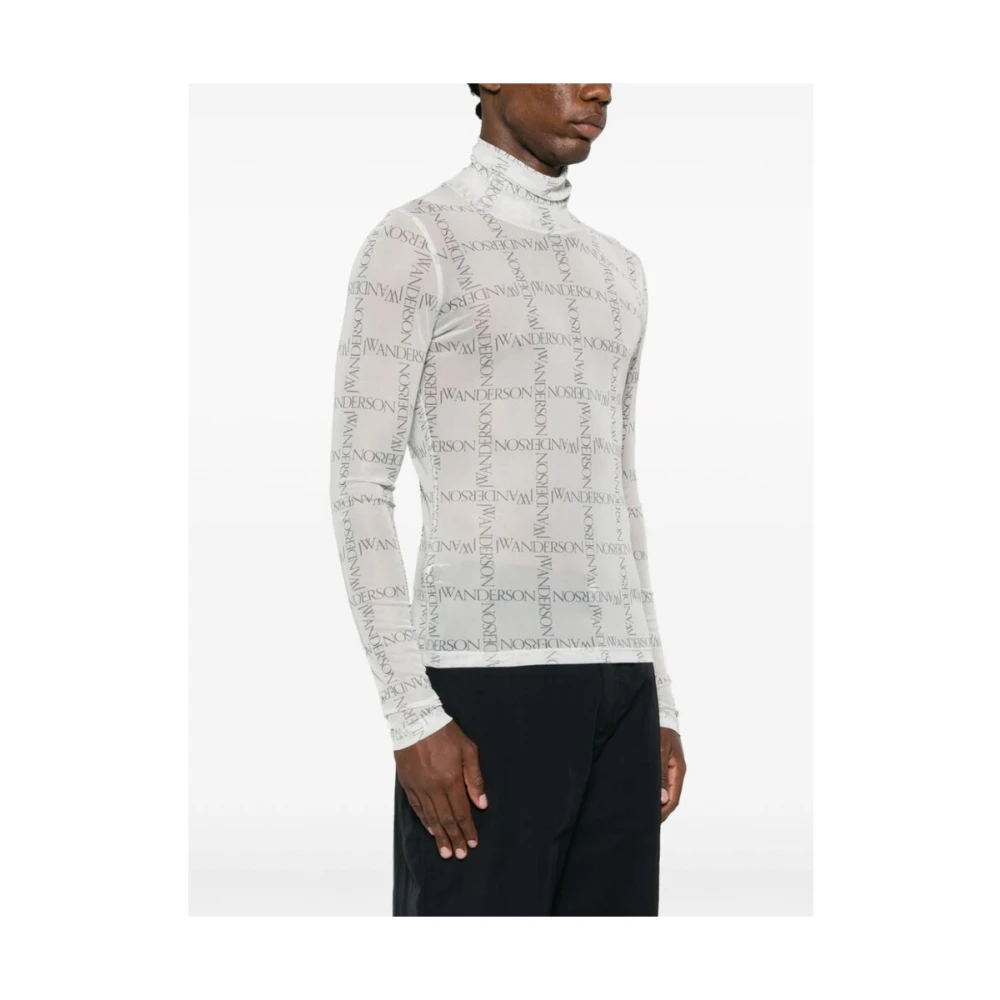 JW Anderson Mesh Logo Print Sweater White Heren