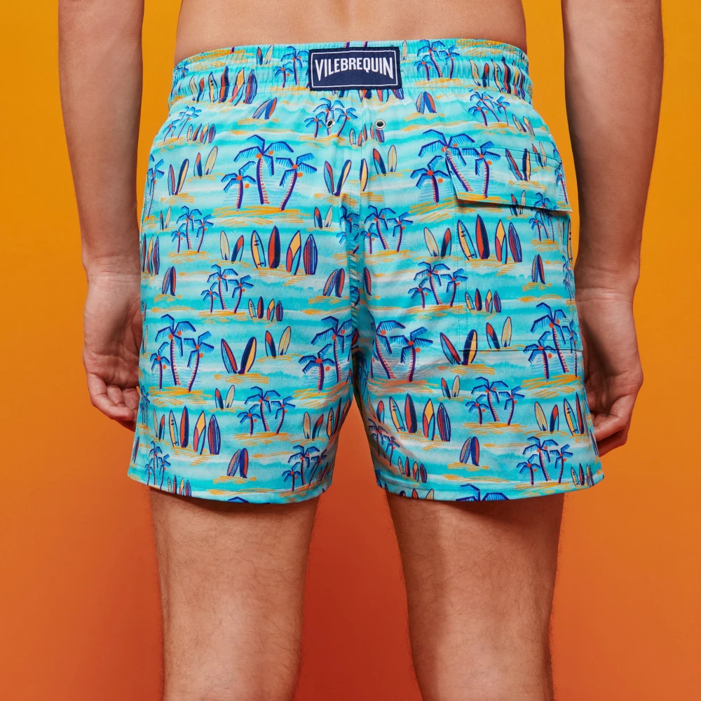 Vilebrequin Stretch zwemkleding Palms Surfs Blue Heren
