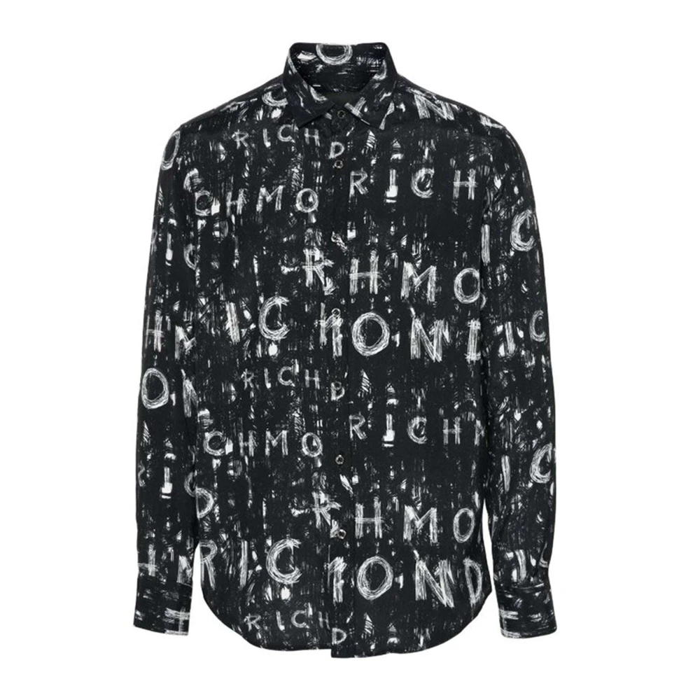 John Richmond Tone sur tone patroon overhemd Black Heren