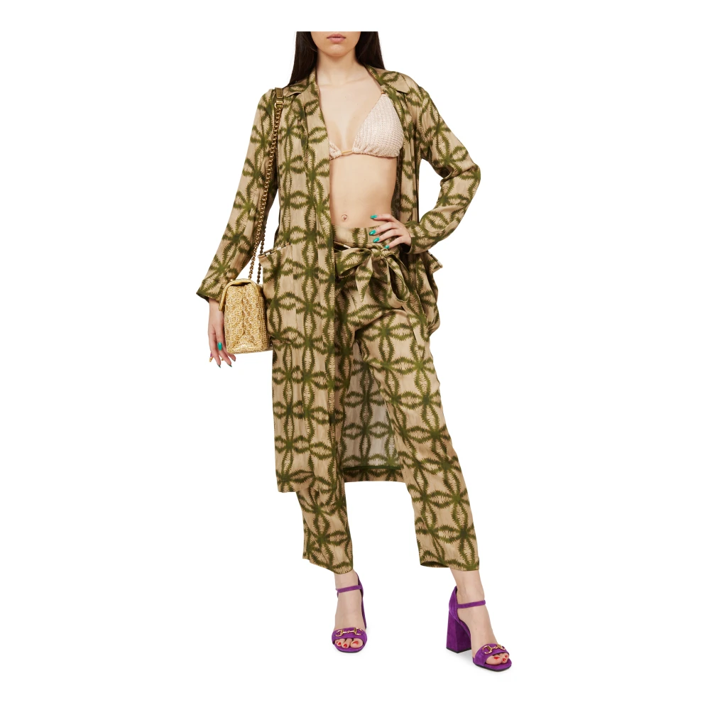 bazar deluxe Etnische Viscose Stretch Jas Kameel Groen Green Dames