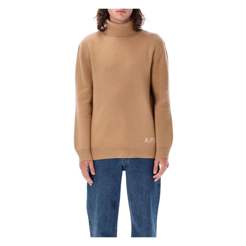 A.p.c. Walter High-Neck Sweater Kameel Gebreide kleding Brown Heren