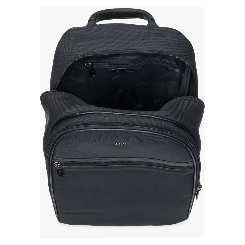 Estro Heren Zwarte Functionele Rugzak met Verstelbare Schouderbanden Er00114155 Black Heren