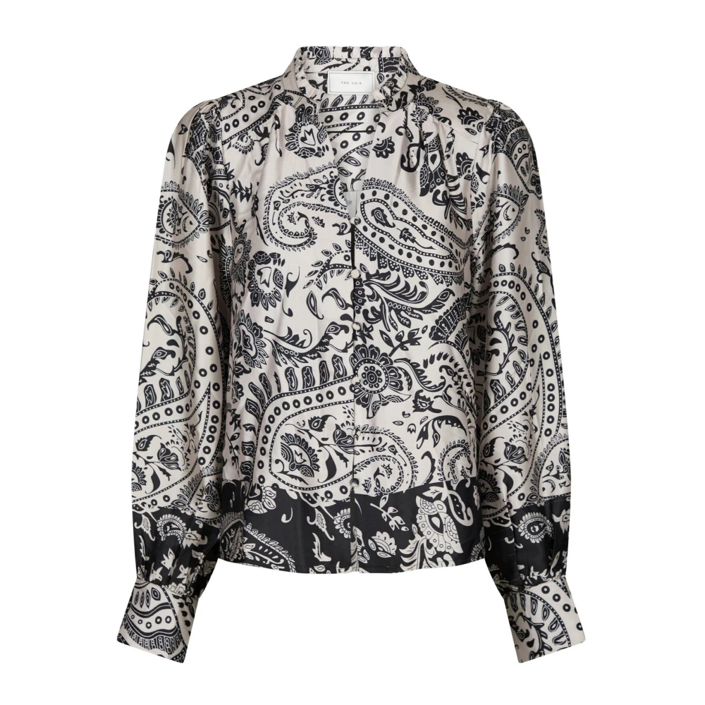 NEO NOIR Pailsey Blouse met Pofmouwen Beige Dames