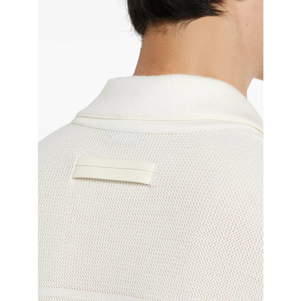 Z Zegna Witte Wollen Trui Overhemdkraag White Heren