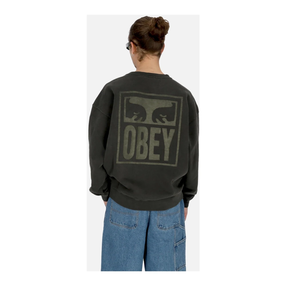 Obey Pigment Eyes Icon Crewneck Sweatshirt Black Heren