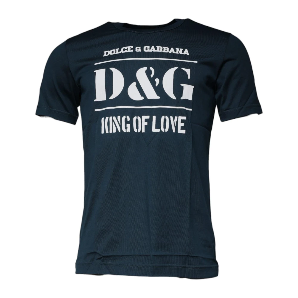 Dolce & Gabbana King Of Love Grafische Print T-shirt Blue Heren