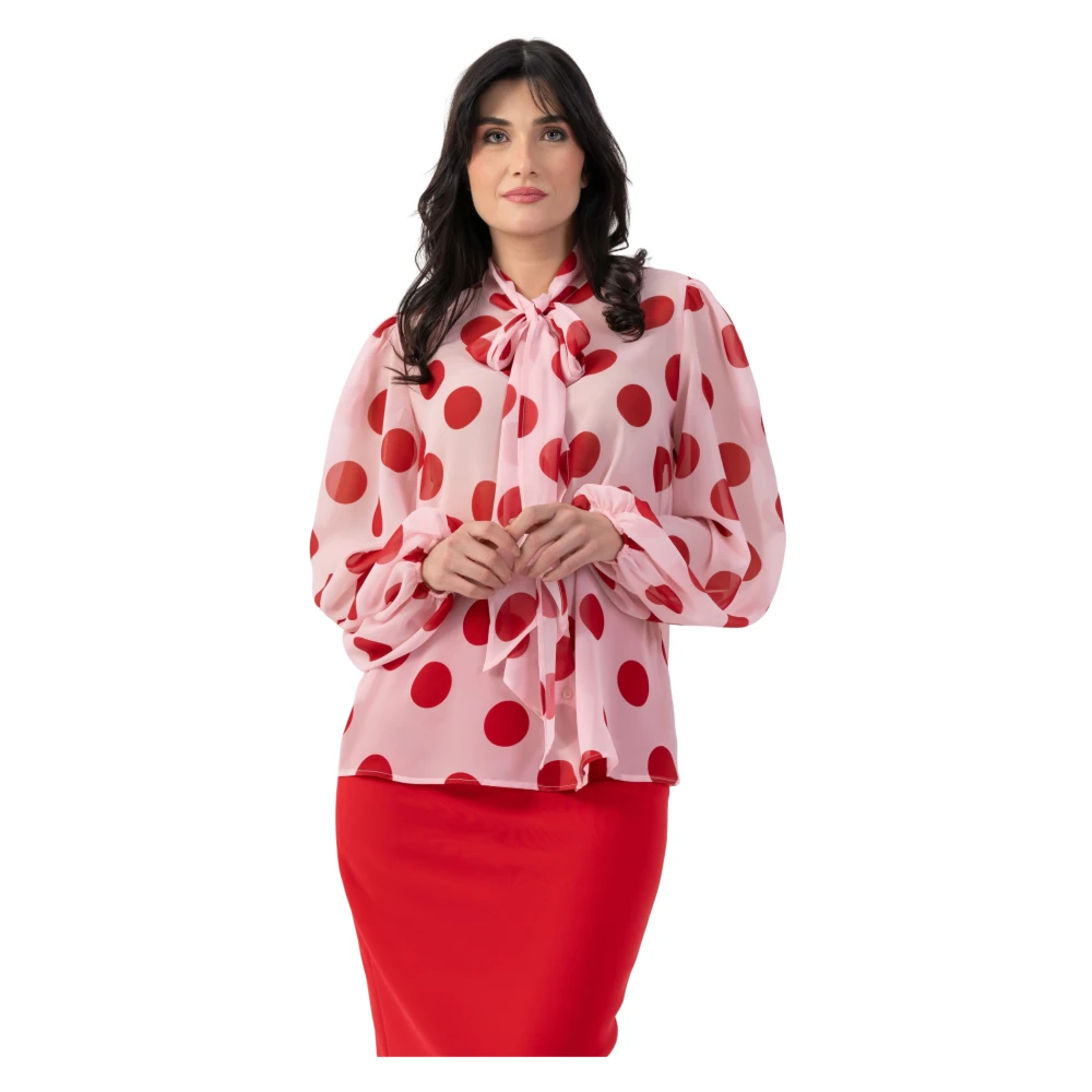 Kocca Pink Blouses, Female, Xl, Stylish Loose Fit Spotted Blouse