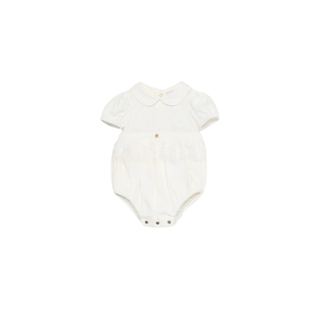 Roberto Cavalli Cotton Bodysuit With Lace Insert - Female - Bodies & Sets - White - 9 M | 74 Cm - Kids