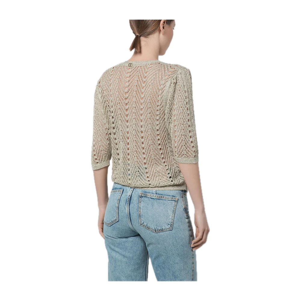 Twinset Gouden Lurex Gebreide Trui Gray Dames
