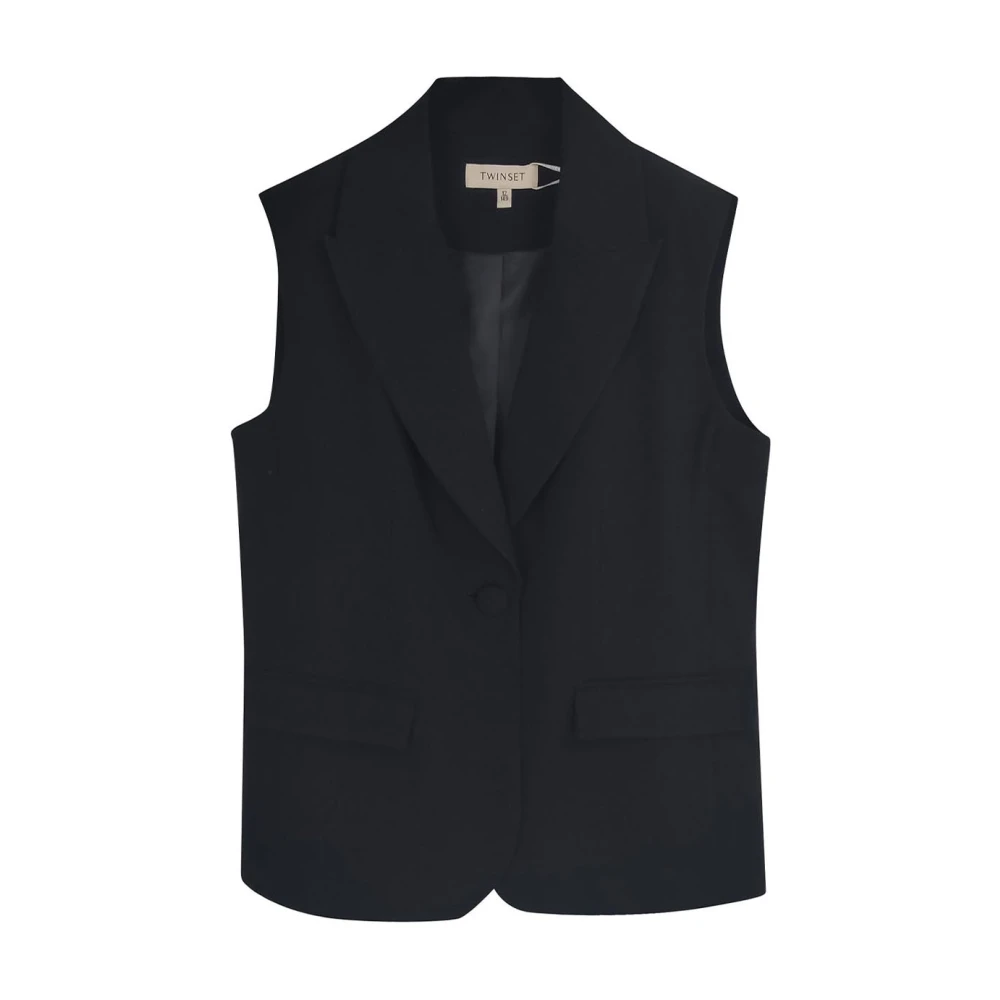 Twinset Girls Black Waistcoats, 16 Y, Viscose-Blend Gilet