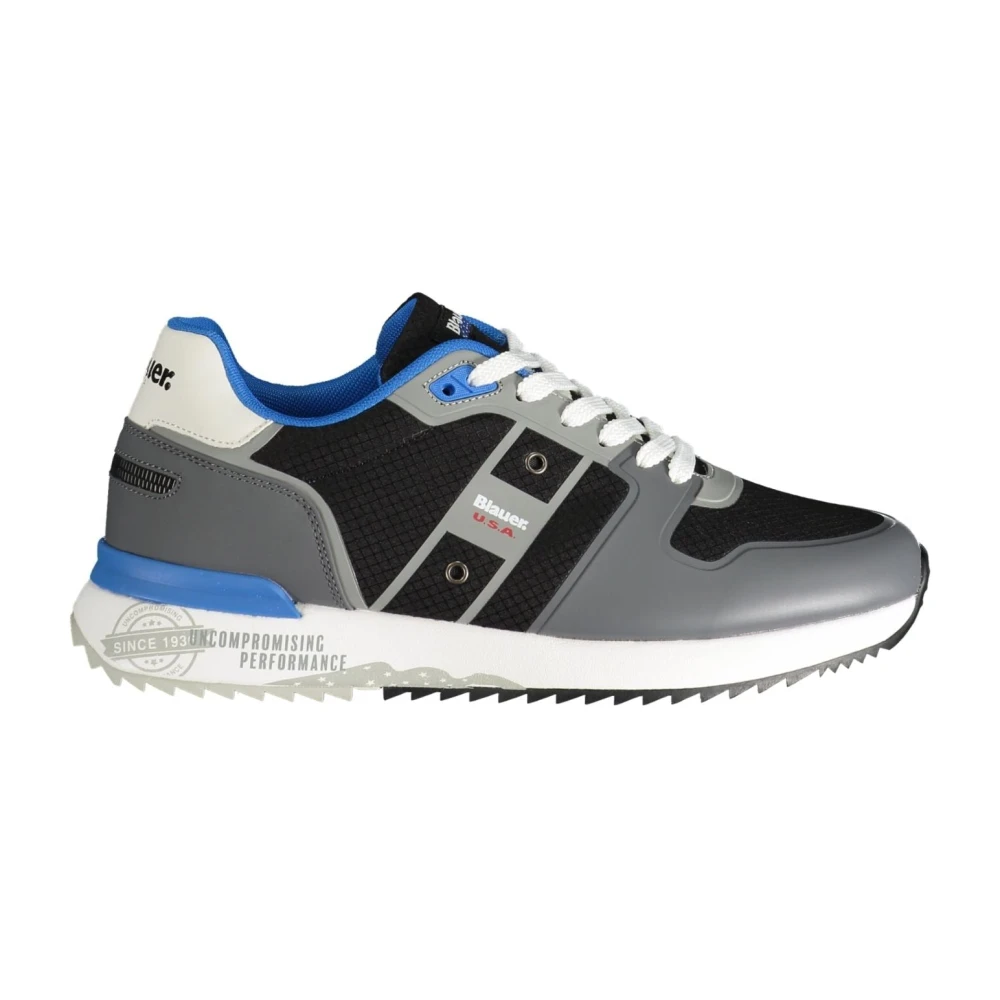 Blauer Men's Gray Sneakers, 10 Uk, Sporty Grey Lace-Up Trainers With Contrast Details And Logo Print