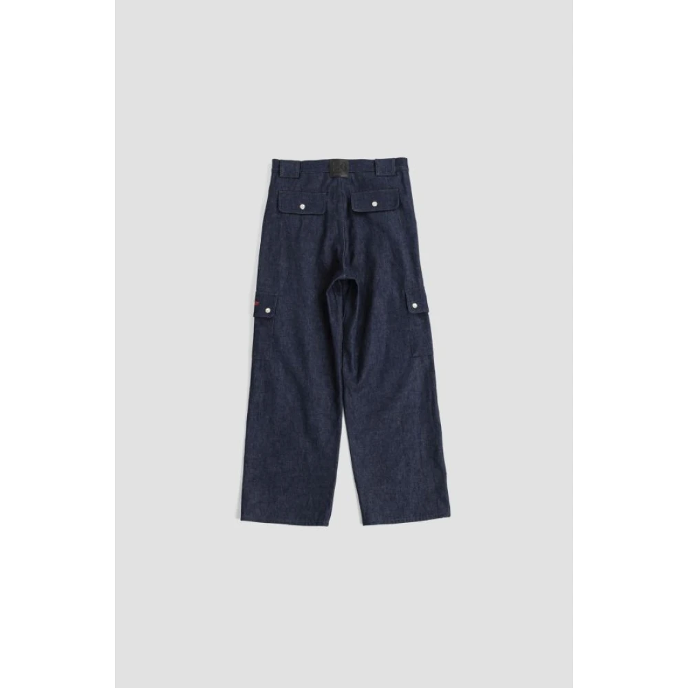 Off White Blauwe Denim Cargo Broek Blue Heren