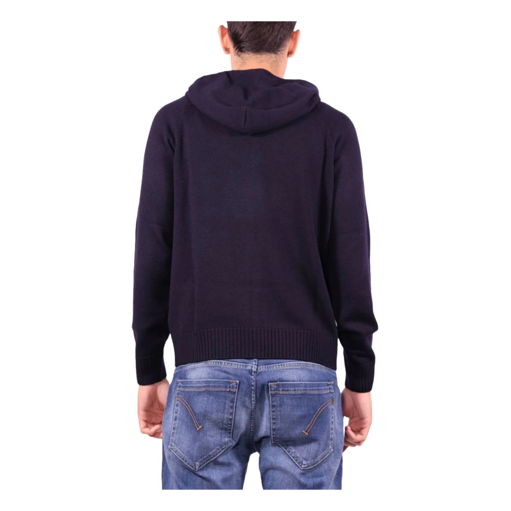 Drumohr Blauwe Merinowol Hoodie Trui Blue Heren