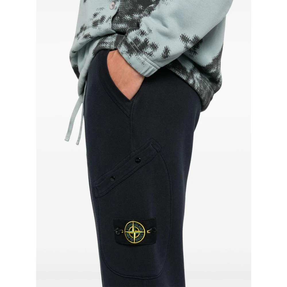 Stone Island Blauwe Katoenen Joggers met Zak Blue Heren