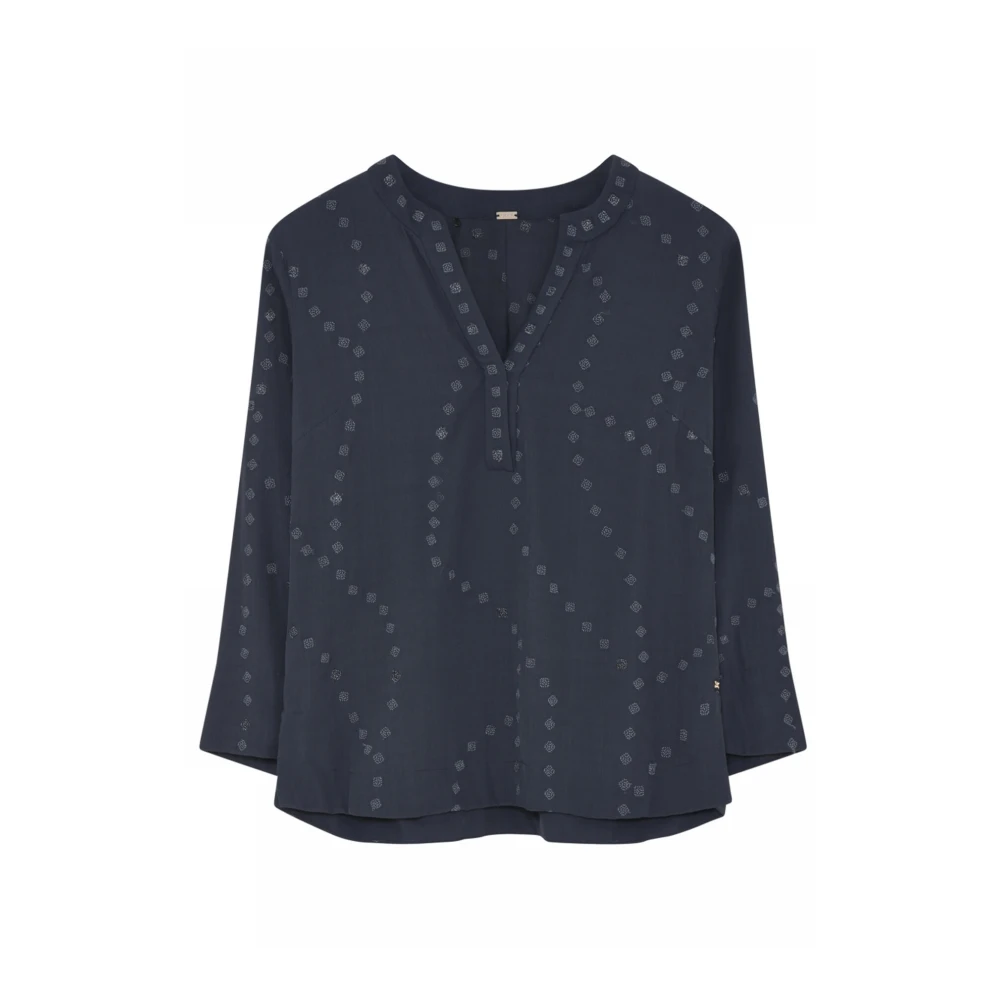 Gustav Naja Shirt met V-hals en Patroon Blue Dames