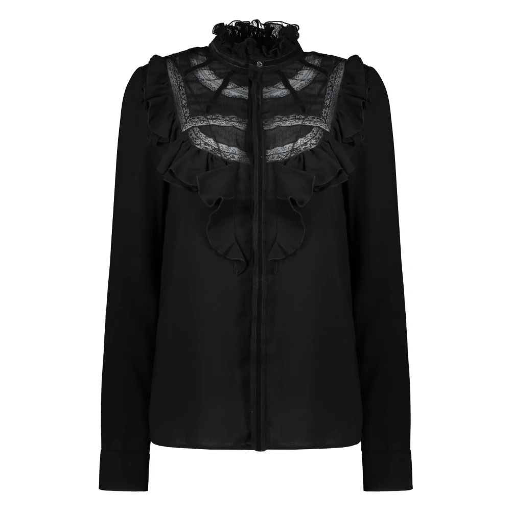 Dsquared2 Geborduurde Katoenen Blouse Gerimpelde Stijl Black Dames