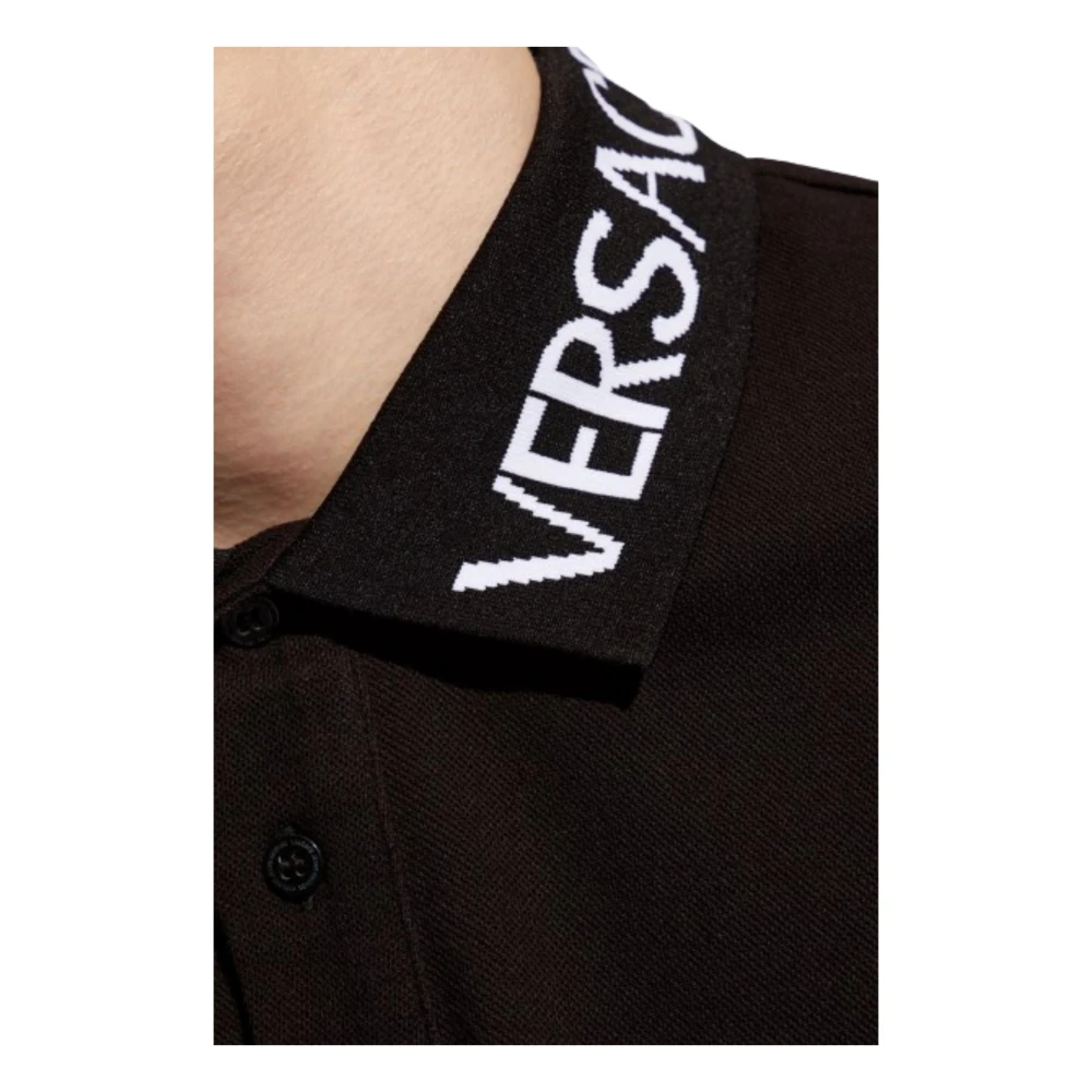 Versace Zwarte Polo Shirt Relaxte Pasvorm Black Heren