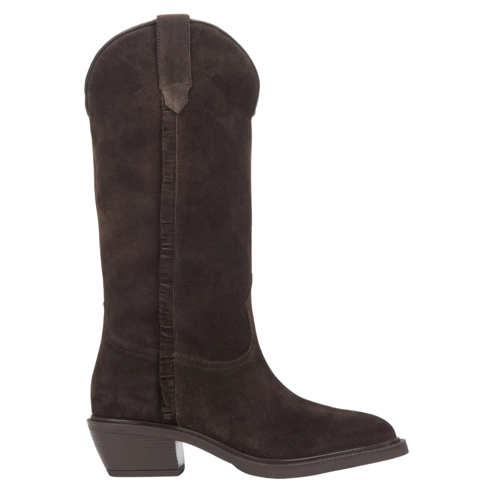 Estro Women's Brown Premium Italian Velour Tall Cowboy Boots