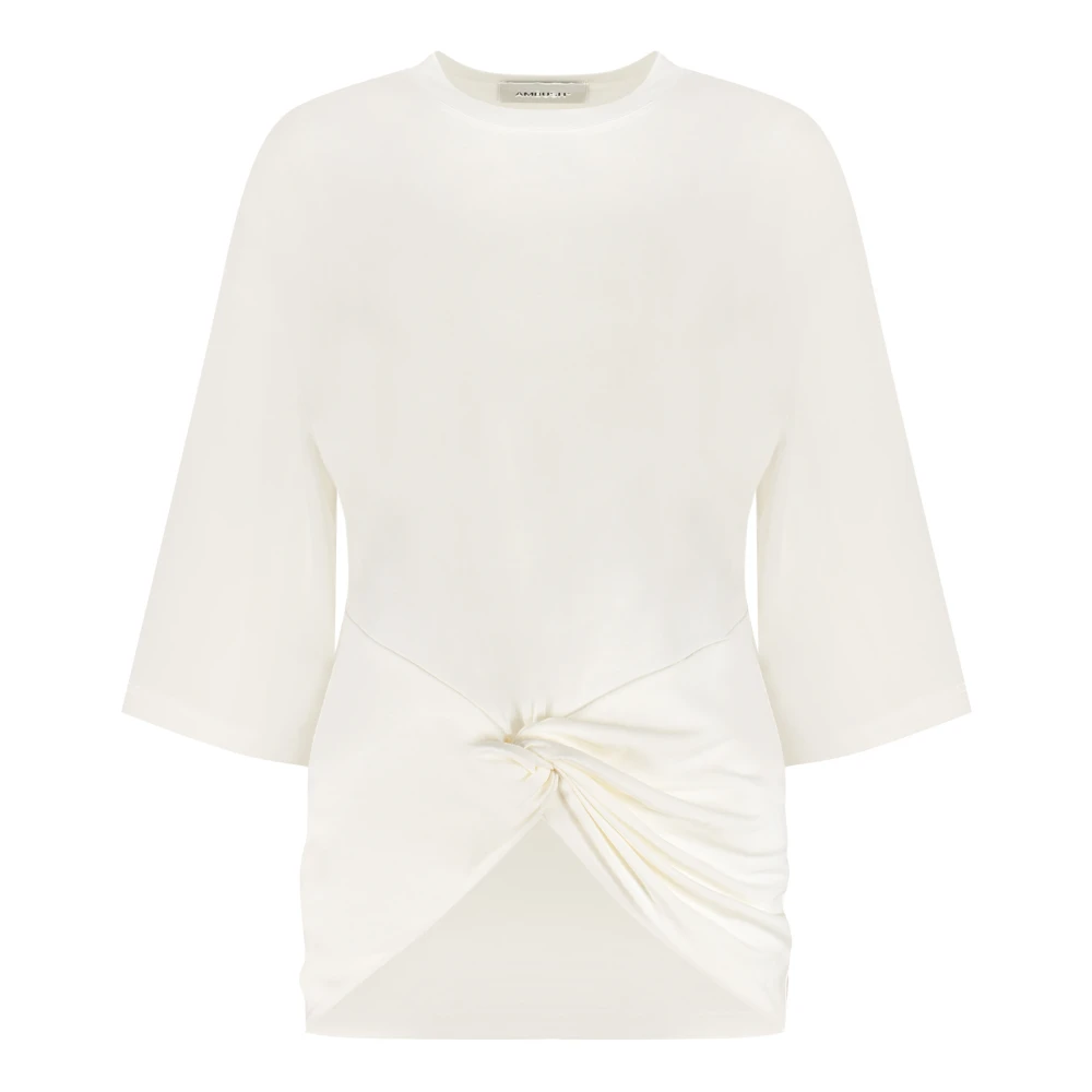 Ambush Gathered Front Detail Viscose T-shirt White Dames