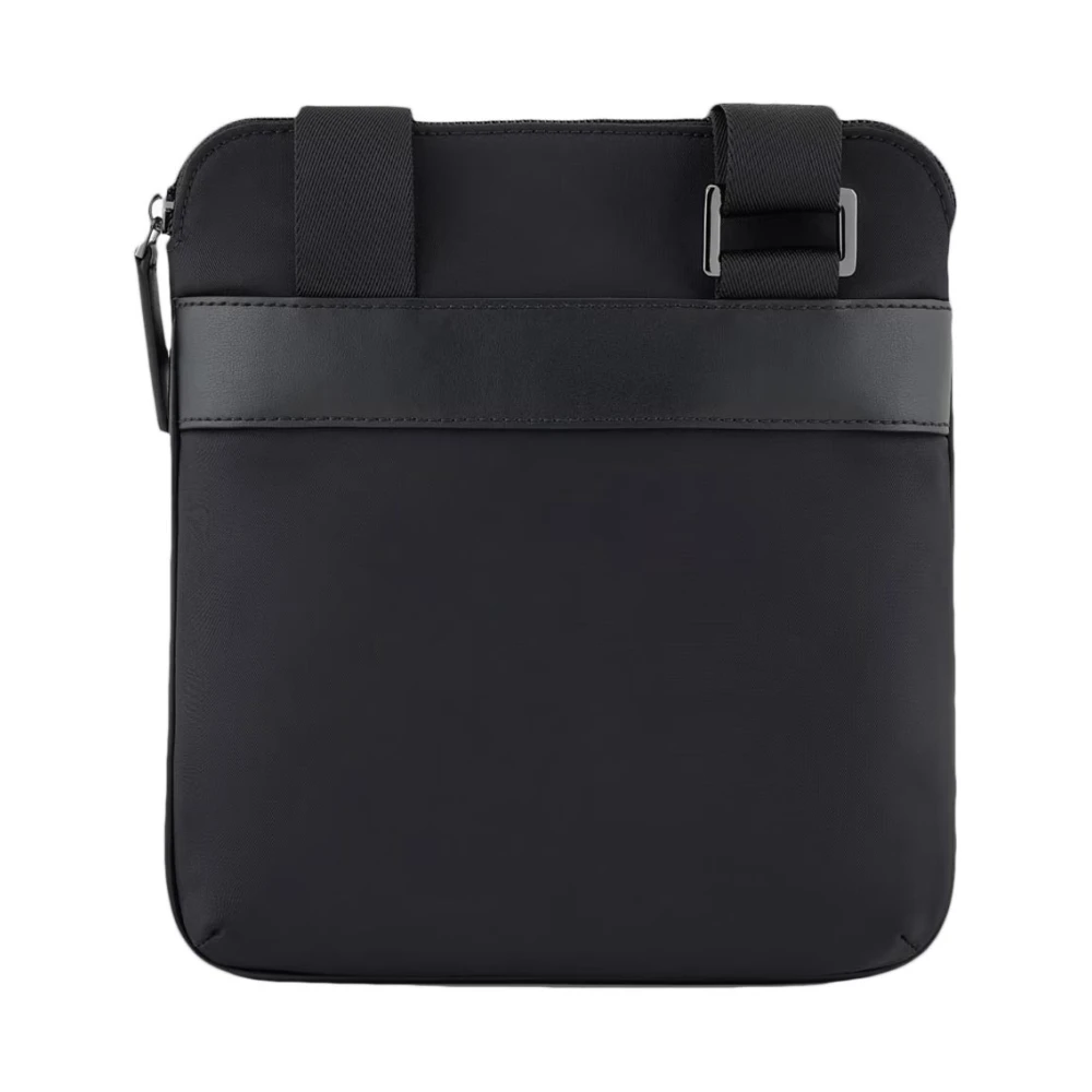 Emporio Armani Zwarte Nylon Schoudertas met Adelaar Black Heren