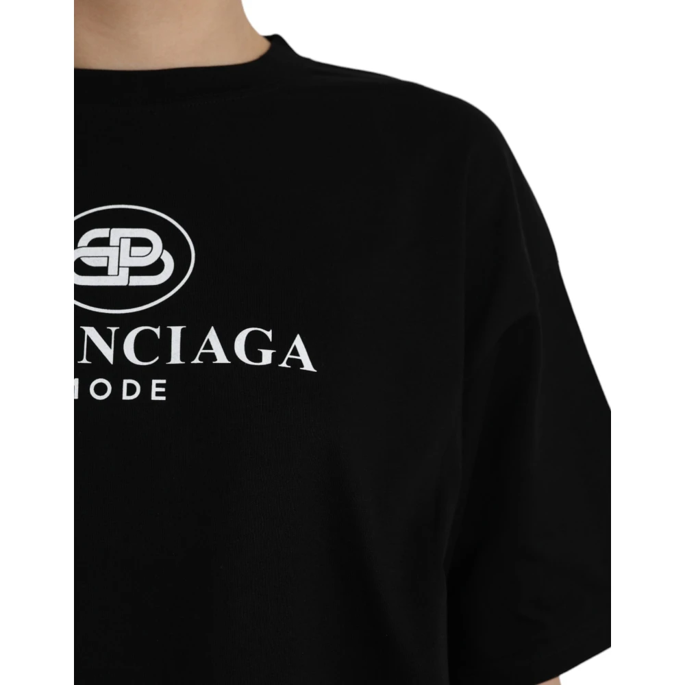 Balenciaga Cotton Logo T-Shirt Black Dames