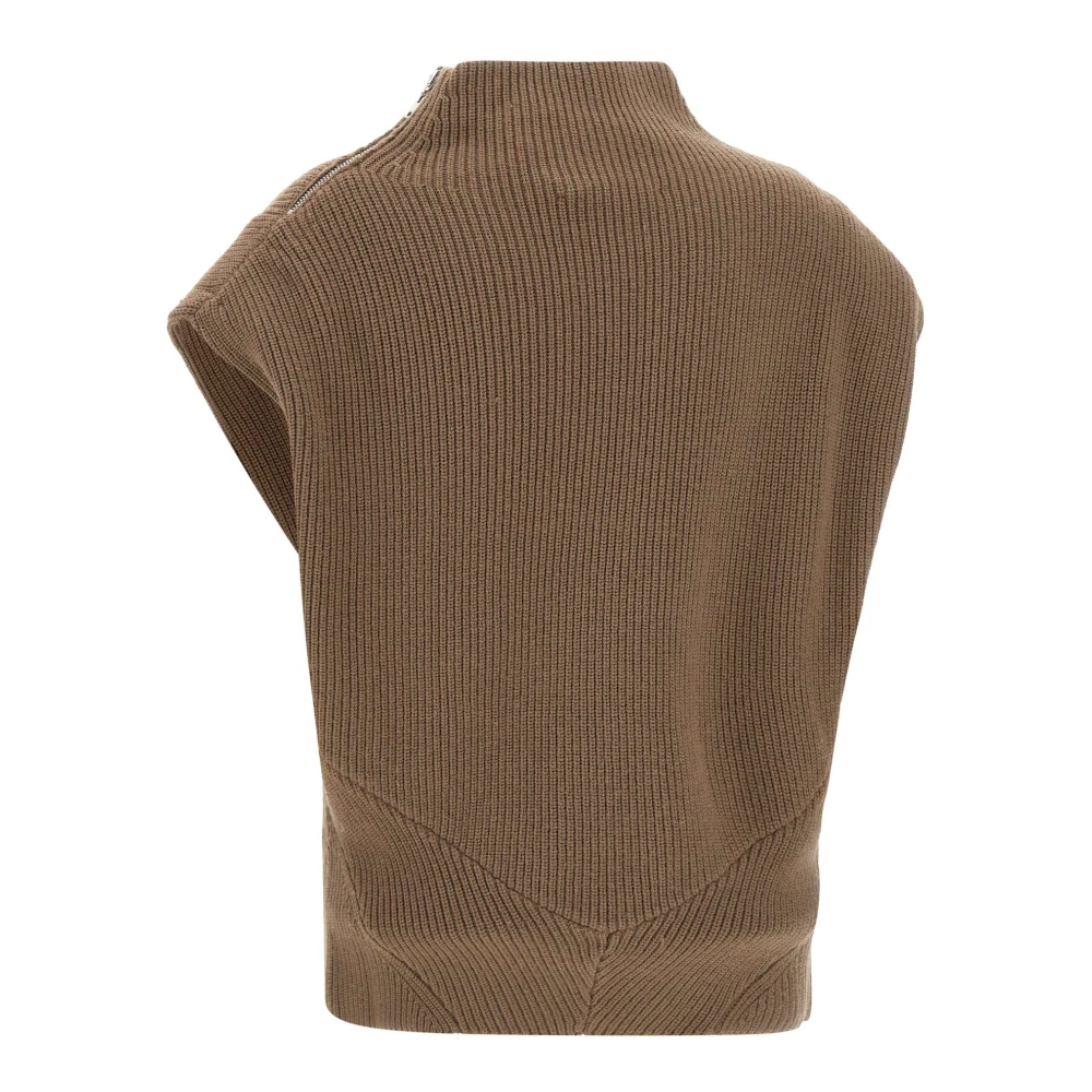 IRO Koffie Mouwloze Trui met Hoge Kraag Brown Dames