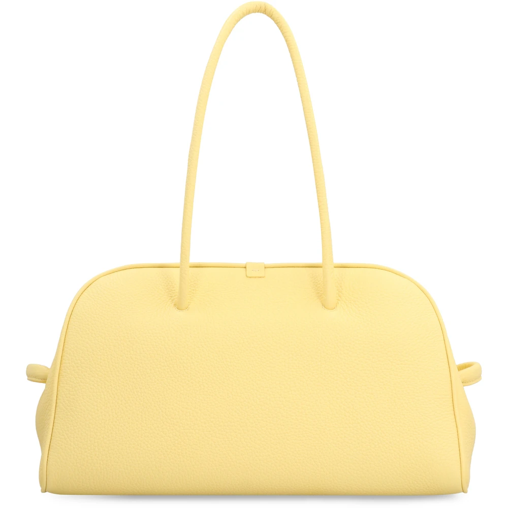 Jacquemus Leren schoudertas met magnetische sluiting Yellow Dames