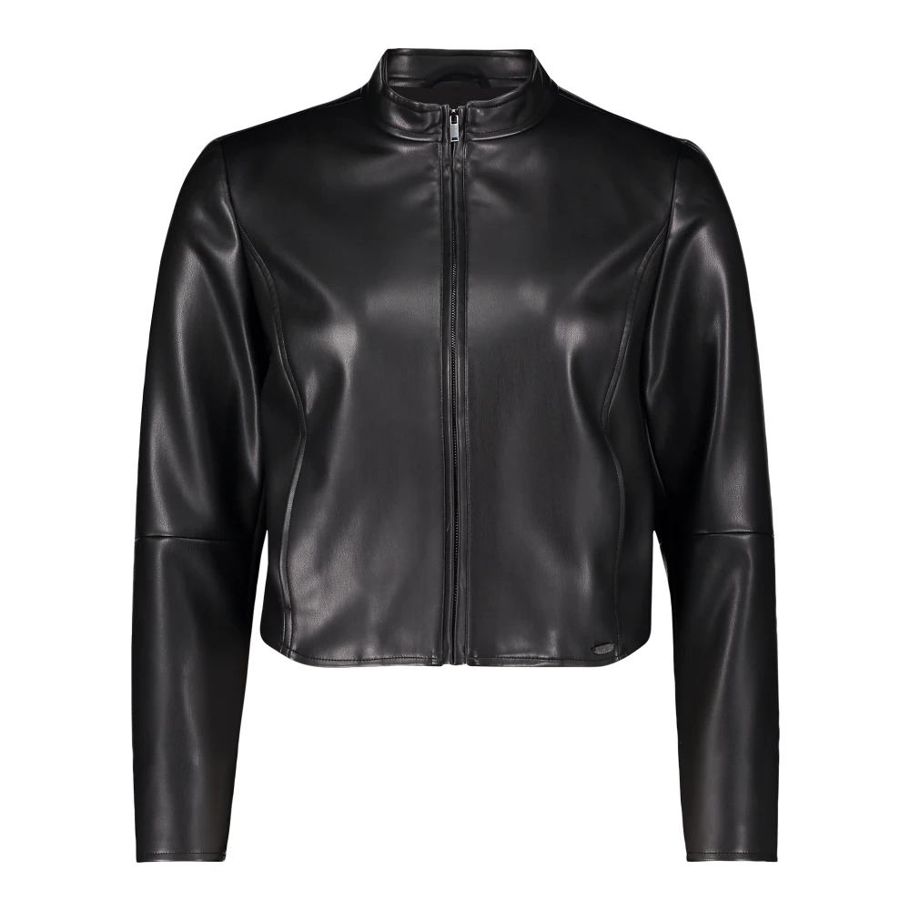 Betty & Co Bikerjack met opstaande kraag Black Dames