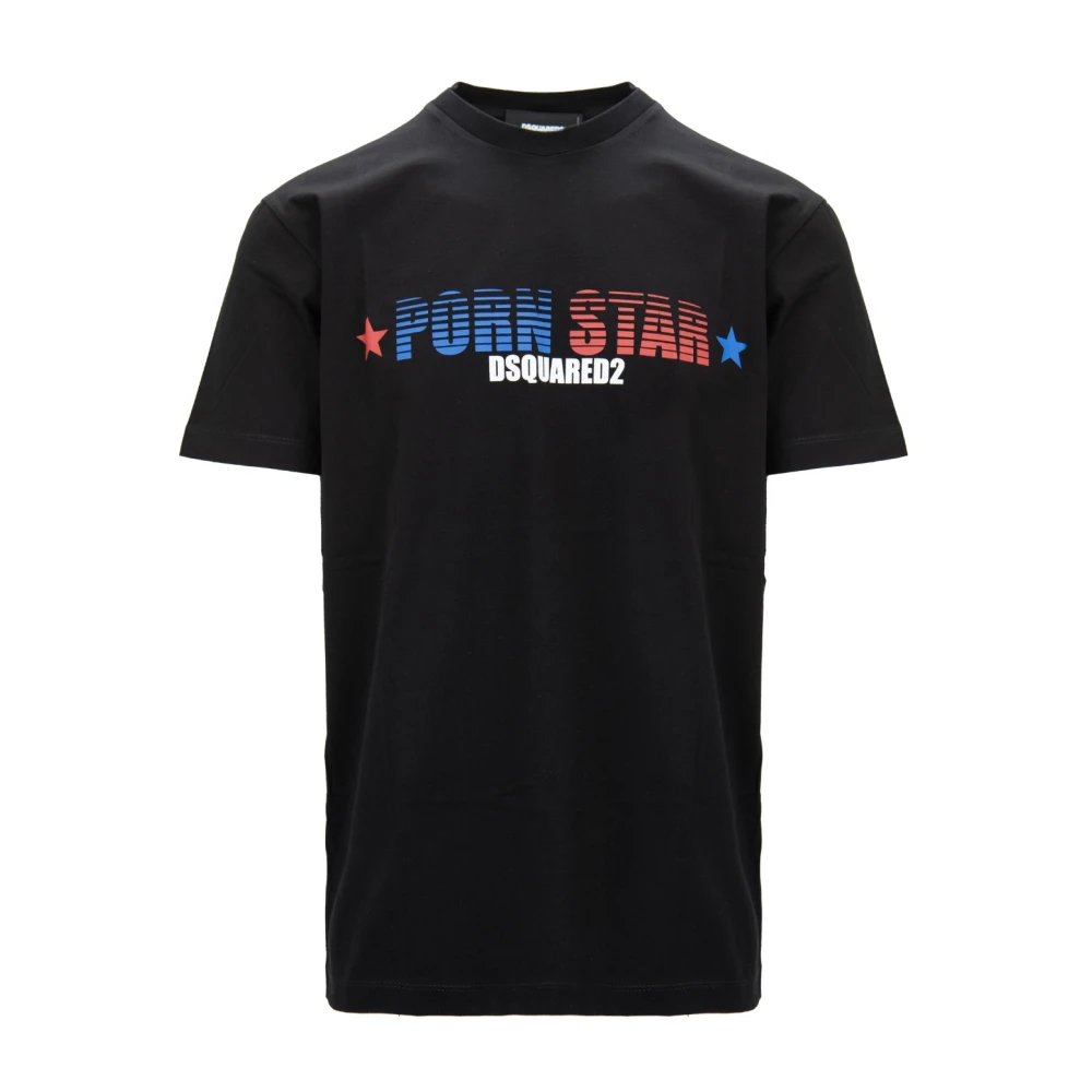 Dsquared2 Black Men's Slip-On T-Shirt With Print - Male - T-Shirts - S - Tops