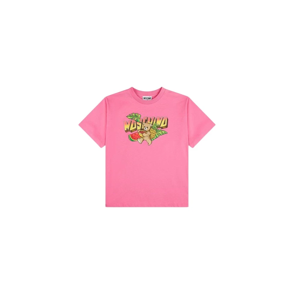 Moschino Pink Kids Short Sleeve T-Shirts, Female, 6 Y, Teddy Bear Maxi T-Shirt
