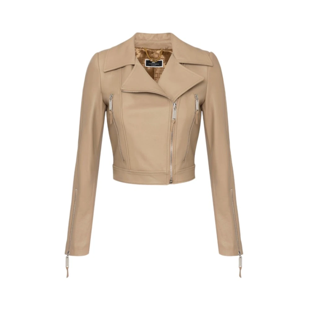 Elisabetta Franchi Leren jas Brown Dames