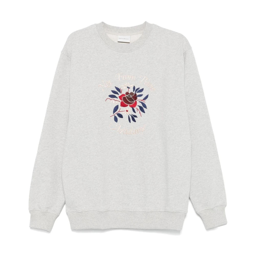 Drole de Monsieur Grijze Bloemen Geborduurde Trui Gray Heren