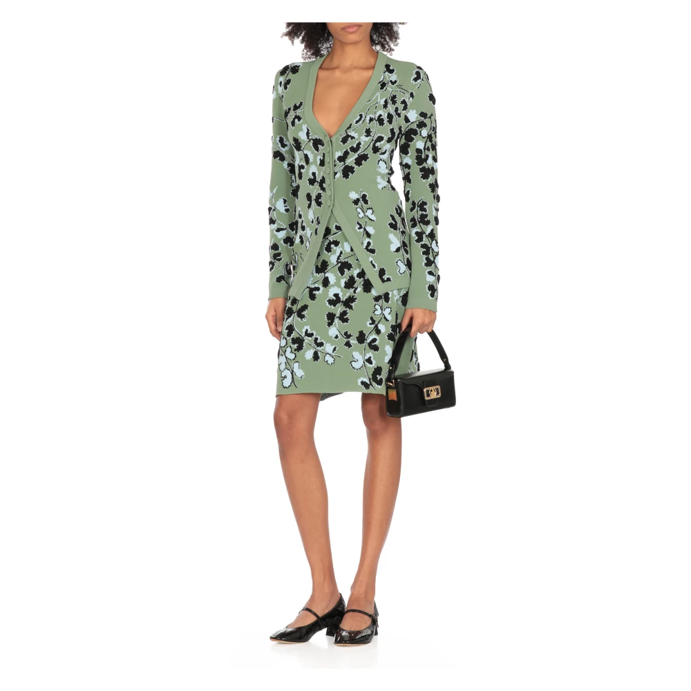 Lanvin Bloemenpatroon Elastische Taille Rok Green Dames