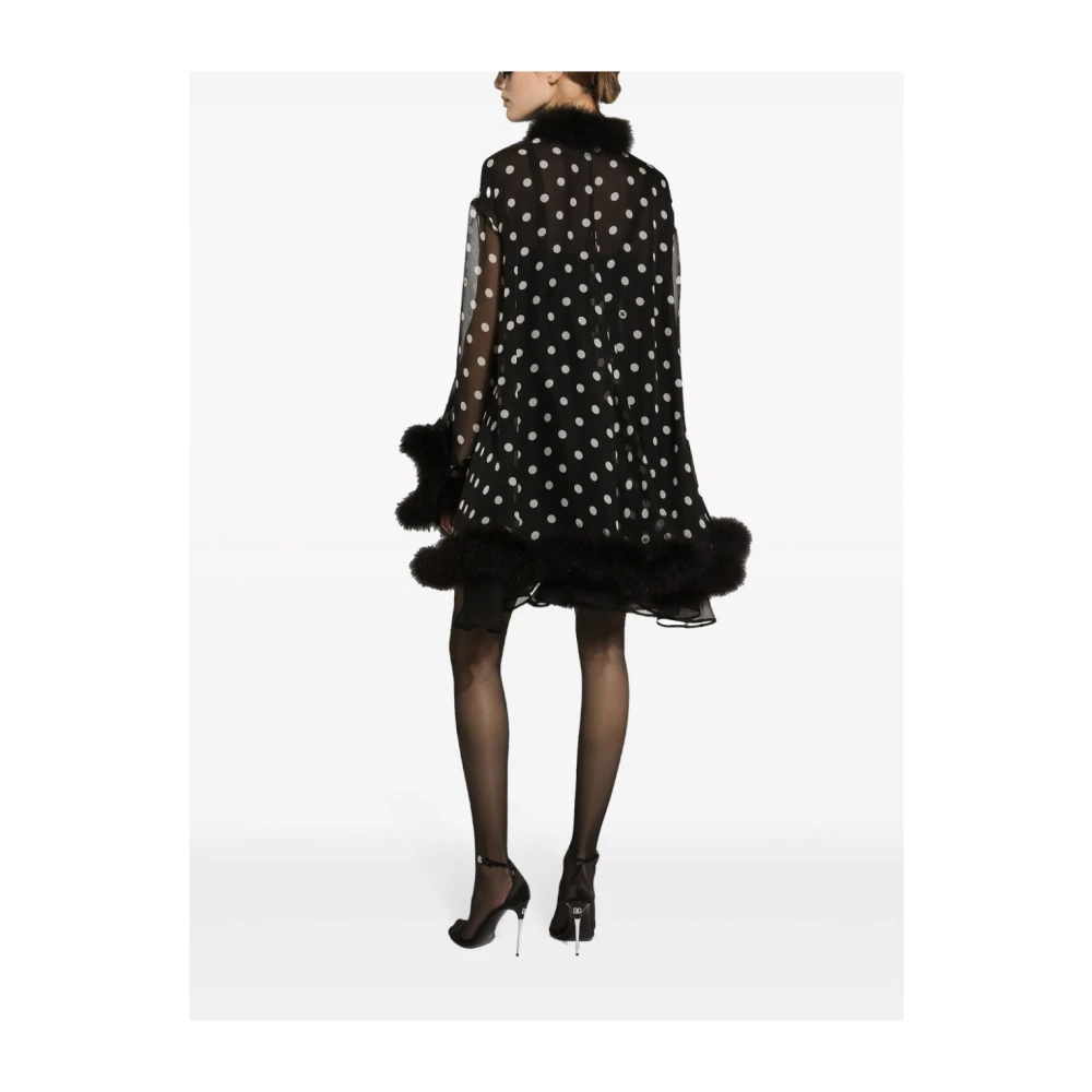 Dolce & Gabbana Zwarte Zijden Polka Dot Jas Black Dames