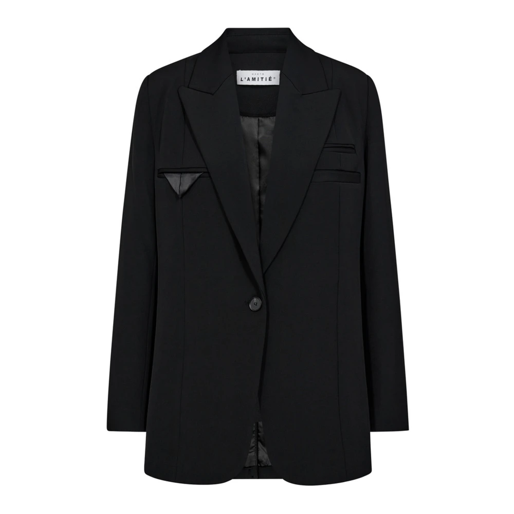 Haute L'amitié Women's Black Blazers, Xs, Single Blazer With Wide Collar