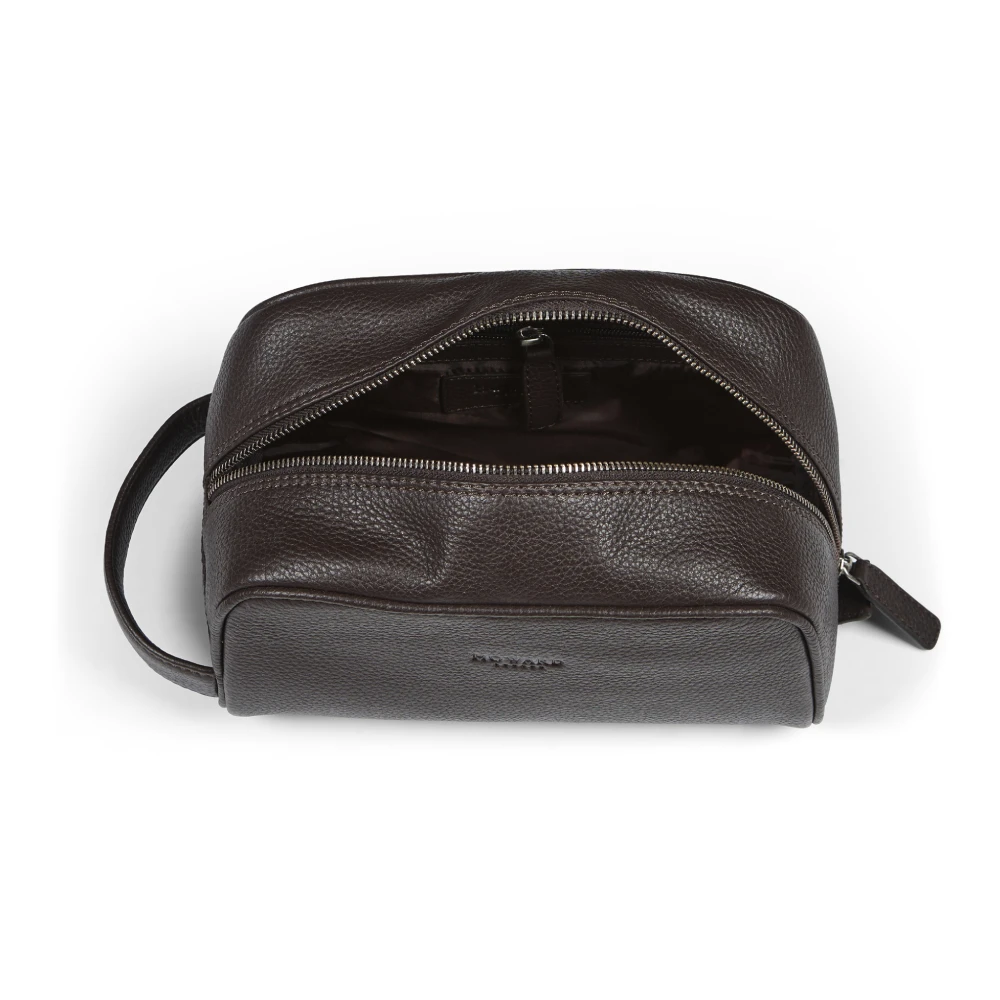 Howard London Donkerbruine leren heren toilettas Brown Heren