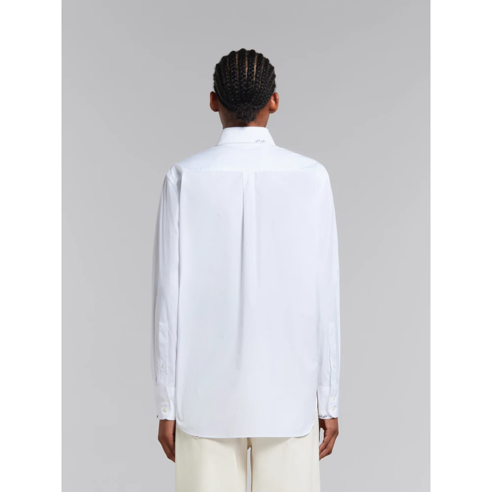 Marni poplin overhemd met herstelwerk White Dames