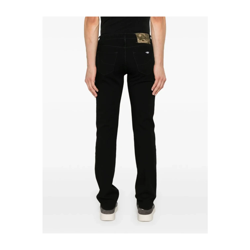 Jacob Cohën Zwarte Katoenmix Straight Leg Jeans Black Heren