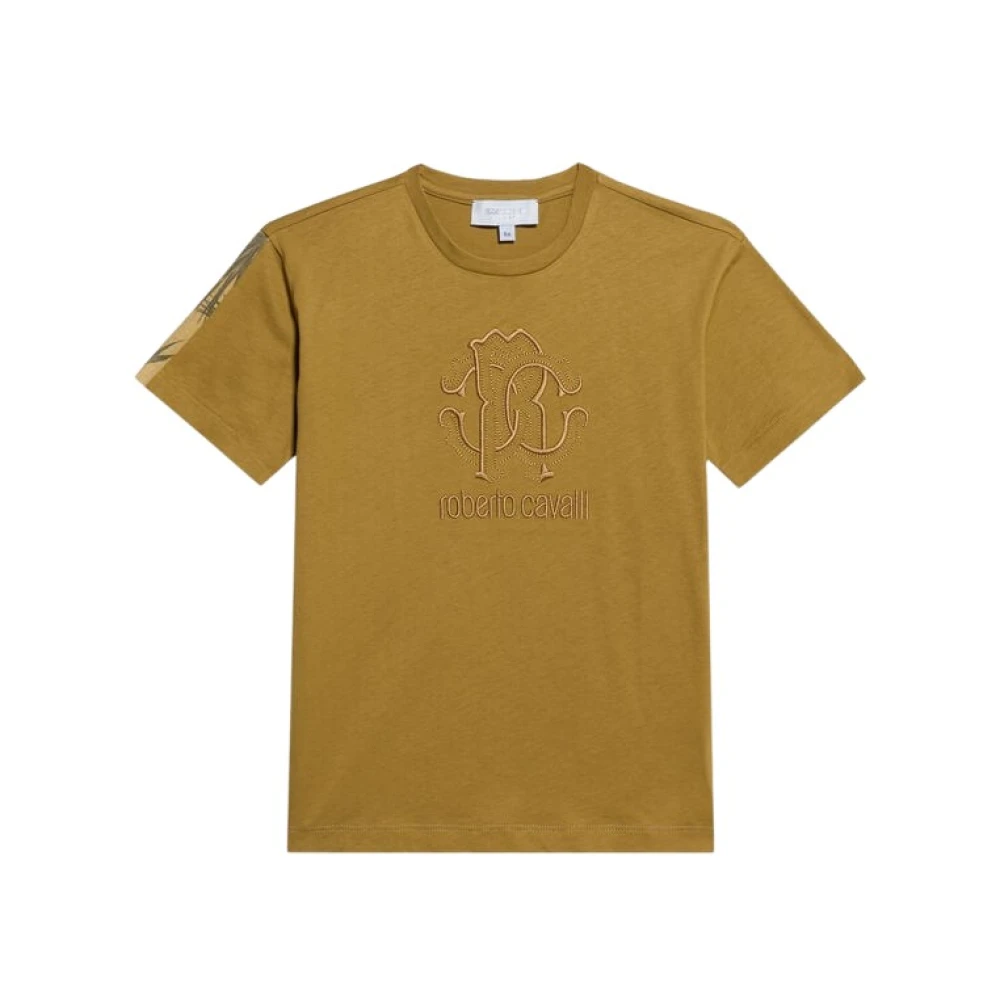 Roberto Cavalli , Kids Short Sleeve T-Shirts, Male, Green, 10 Y, Cotton T-Shirt
