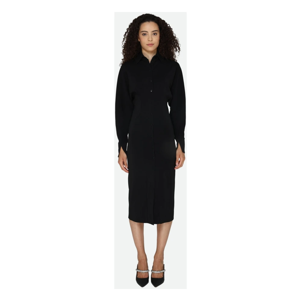 PATRIZIA PEPE Zwarte Chemisier Midi Jurk Black Dames