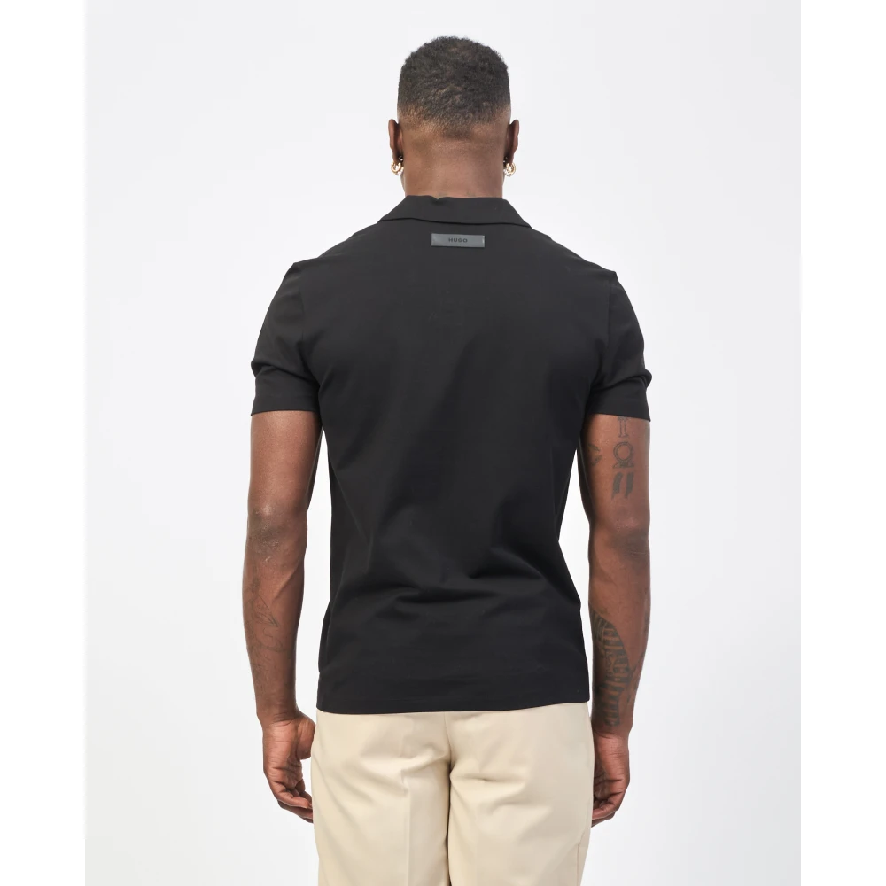 Hugo Boss Zwarte katoenen poloshirt regular fit Black Heren