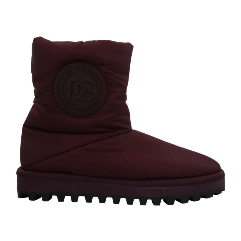 Dolce & Gabbana Men's Brown Winter Boots, 10 Uk, Bordeaux Nylon Boots Padded Mid Shoes