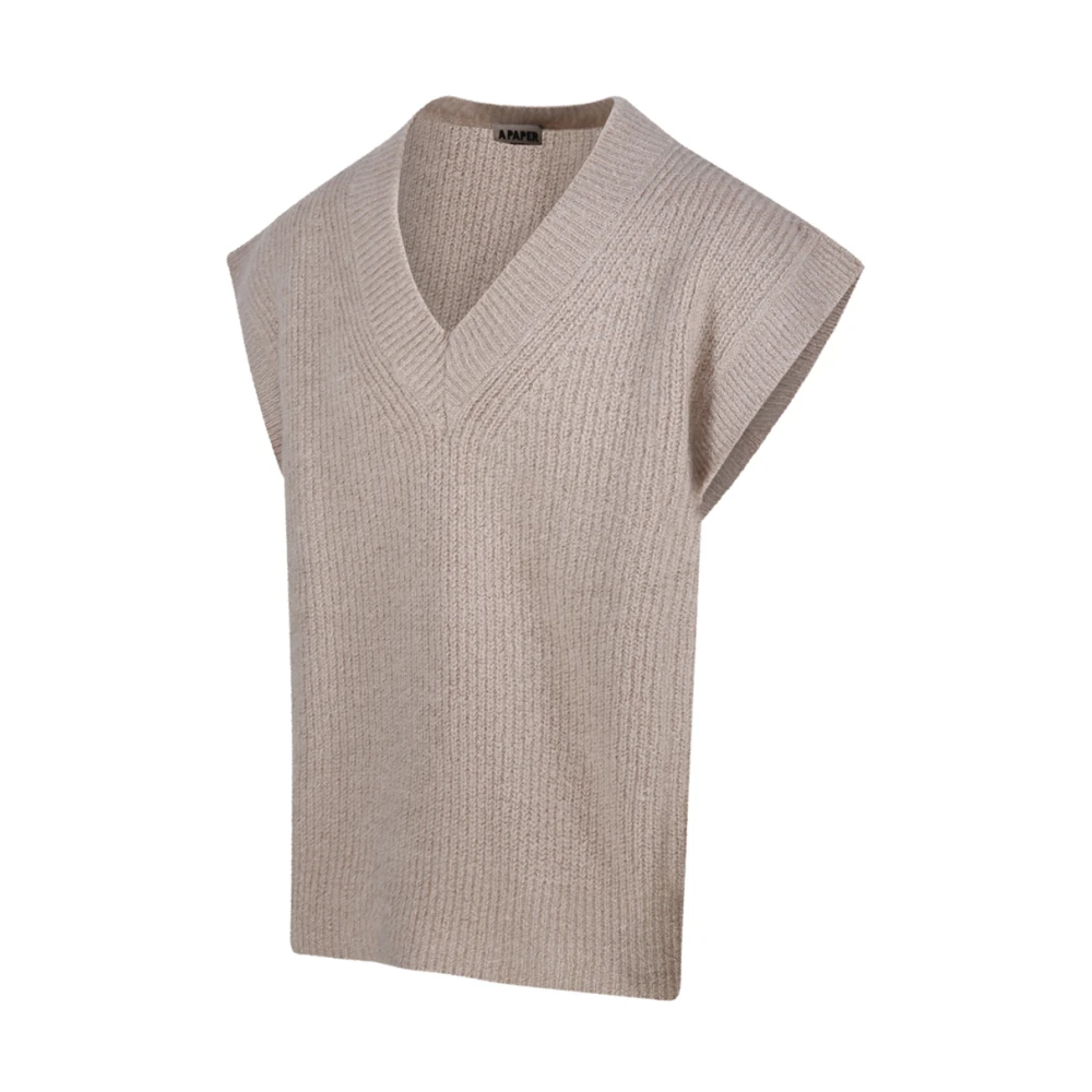 A Paper Kid Zand Gilet Vest voor Mannen Beige Heren